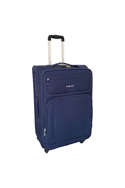 CASLON Troler de calatorie, din textil, patru roti, 28x42x61cm, bleumarin