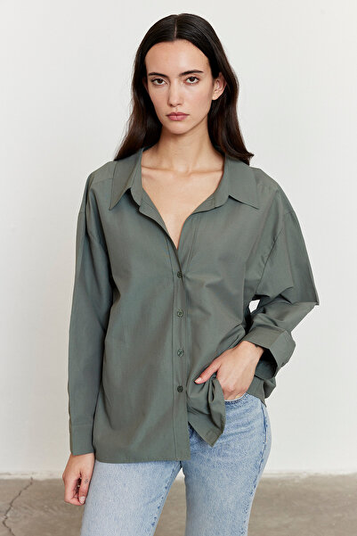 FACETTE Oversize Poplin Shirt Khaki