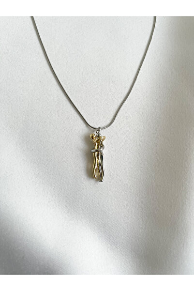 Happyline Silver Silver Hugging Couple Necklace Lover's Gift