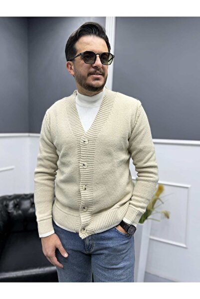 Avni Ceylan Modernfit Buttoned Men's Knitwear Cardigan