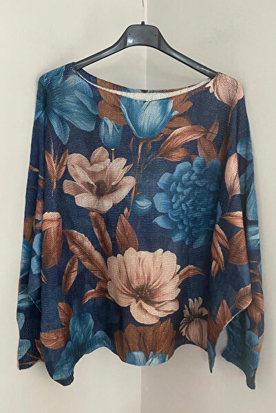 AYASOFYA OTANTIK Bluză pulover pentru femei, italiană, albastru bleumarin, cu...