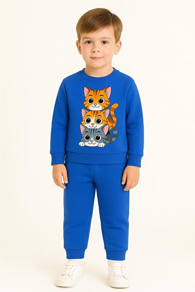 MODA Χειμερινό σετ φόρμας για κορίτσια και αγόρια με στάμπα γατάκι 3 4 5 6 7 ...