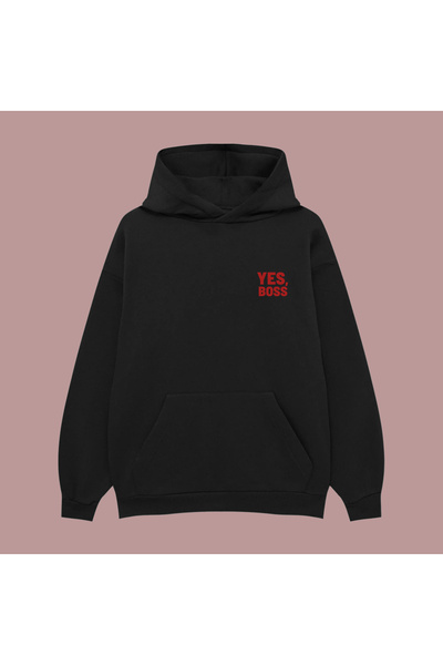 PURE POWER basic UNISEX supradimensionat BUMBAC NEGRU K cu glugă SWEAT IMPRIM...