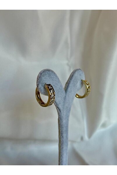 yeknova Xuping 14K Altın Rengi Taş Detay Kararmaz Kadın Halka Küpe