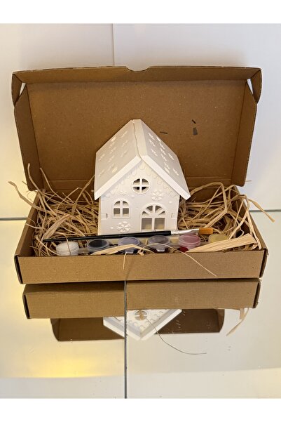 EL YAPIMI Boyanabilir Mini Ev Tealight Mumluk – 7 Parça Dekoratif Set