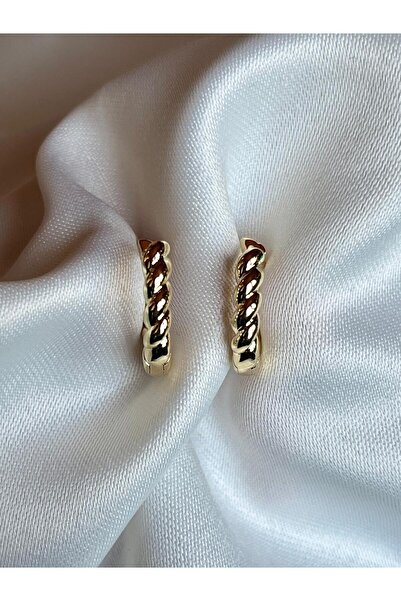 yeknova Çelik 316L 14K Altın Rengi Pinterest Burgu Model Kararmaz Kadın Halka Küpe