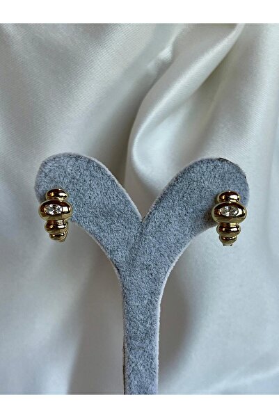 yeknova Xuping 14K Gold Rengi Oval Model Taş Detay Kararmaz Kadın Halka Küpe