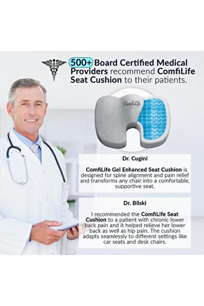 ComfiLife Gel-Enhanced Non-slip Coccyx Memory Foam Seat Cushion - Tailbone & Back Pain Relief