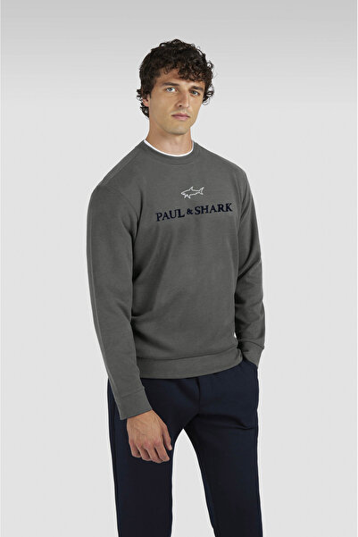 PAUL&SHARK Men's Regular Fit Logo Embroidered Long Sleeve Cotton Brown Sweatshirt 15311845-365
