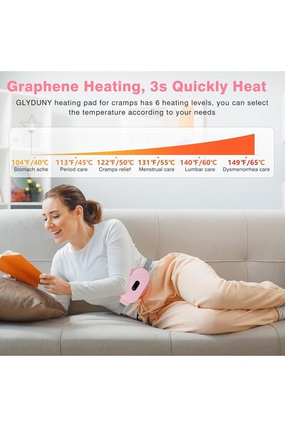 Xess Glyduny - Thermal Pads for Cramps, Period Cramp Massager, Wireless Portable Heating Pad with 6 Heat