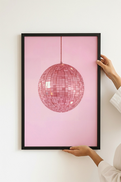 Ayabak Çerçeveli Poster Disko Topu Desenli - Dekoratif Çerçeveli Poster - Hediyelik Çerçeveli Tablo ACP9