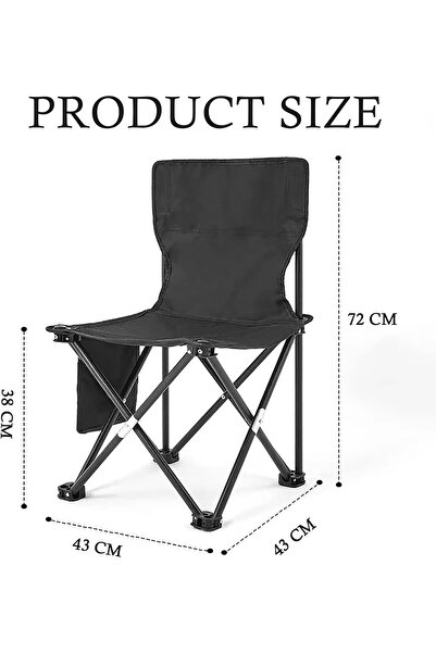 Xess Outdoor Folding Camping Chair Black，Portable and easy to carry,43cm×43cm×72cm