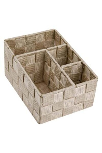 SHOPIENS Coș de depozitare țesut bej (4 compartimente) 14 x 19 x 10 cm