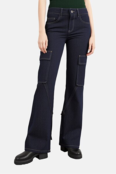 Don't Call Me Jennyfer Women Regular Fit Solid Stretchable Cargo Jeans, Blue