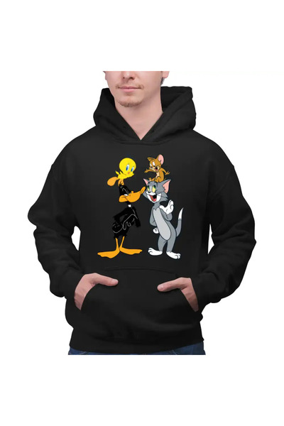 OEM Мъжки суичър с качулка Daffy Duck Tom Jerry Tweety