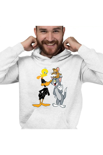 OEM Мъжки суичър с качулка Daffy Duck Tom Jerry Tweety