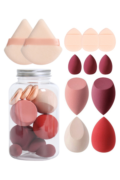 Choice12 06 12Pcs Makeup Sponge Set with Storage Jar Latex-Free, Makeup Spong...