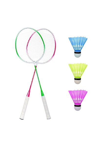 SHOPIENS Badminton Racket Set, Fluorescent Model, Multicolor, 5 Pieces, MYONNA IT & E- COMMERCE ®