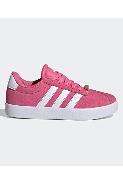 adidas VL Court 3.0 Lace Up Closure Suede Shoes - Dark Pink