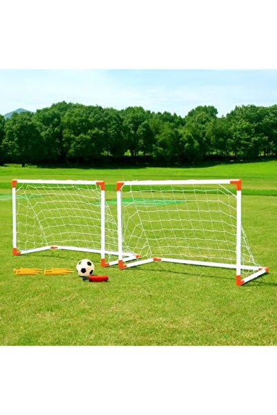 SHOPIENS Football Set, Junior, Twin Soccer, 2 Goals, 1 Ball, 8 Pegs, 1 Pump, Multicolor, MYONNA IT & E- COM