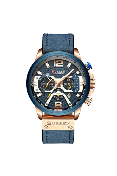 Curren Rose Gold Blue Luxury Brand Men Analog Leather Sports Watches Men's Army Military Watch Male