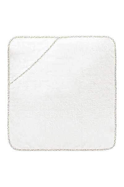 MYONNA IT & E- COMMERCE Baby Hooded Towel, Star Pattern, Cotton, White, 75x75 cm