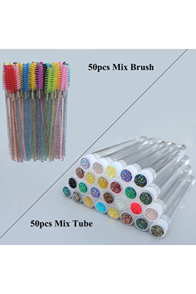 Choice10 50pc Tube 50pc Brush 50pcs Reusable Eyelash Brush Tube for Disposabl...