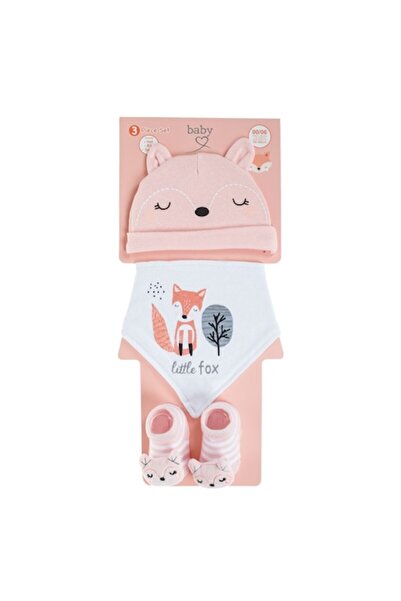 SHOPIENS Σετ Νεογέννητου, Μοντέλο Fox, 3 Τεμάχια, Ροζ/Λευκό, Βαμβάκι, MYONNA ...