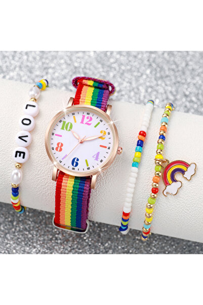 Choice مجموعة ساعات نسائية HH10634، مكونة من 4 قطع، بسوار من النايلون، كوارتز...