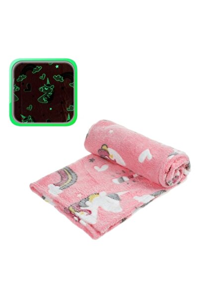 SHOPIENS Patura Bebe, Model Unicorn, Luminos în Întuneric, Roz, 140x100cm, Po...