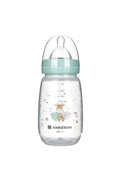 SHOPIENS Biberon Kikka Boo Girafa, Plastic, Tetina Silicon, Verde Menta, Capacitate 310ml, MYONNA IT & E- COM