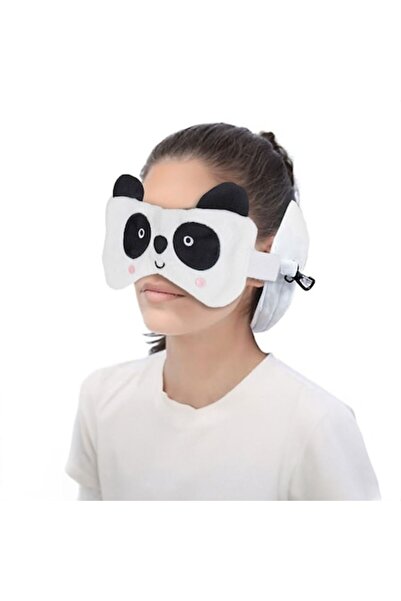 SHOPIENS Set Perna de Calatorie si Masca de Somn, Model Panda, Material Polie...