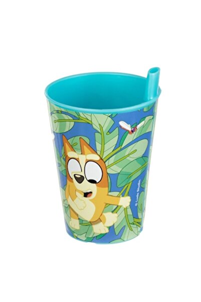 OEM Bluey Blue Plastic Cup with Integrated Straw 260 ml