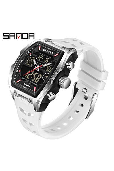 Choice WHITE SANDA Men Electronic Watch Big Dial Sports LED Analog Digital Ch...