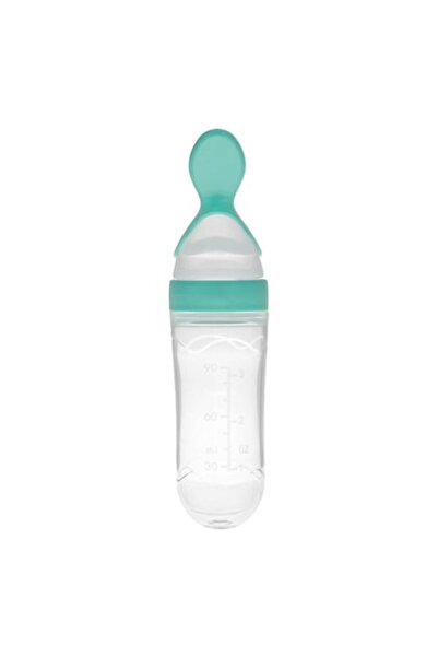 SHOPIENS Lingura Silicon Bebe, Honeybaby, Squeeze Feeding Spoon, Culoare Verde Menta, Capacitate 90ml, MYONNA