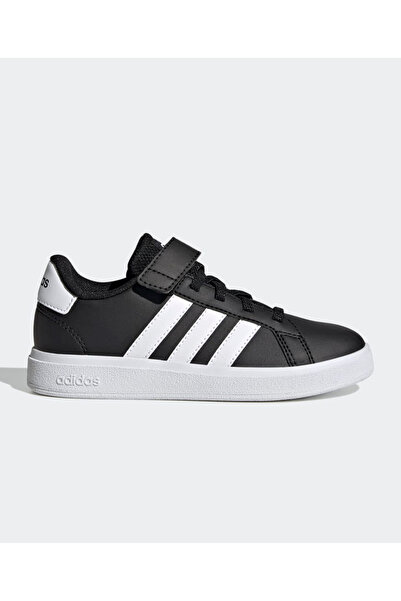 adidas حذاء جراند كورت 2.0 للأطفال برباط مطاطي وخطاف وحلقة - أسود