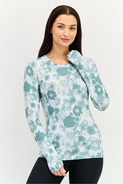 Puma Women Crew Neck Long Sleeve Floral Print Outdoor T-Shirt, Multicolor