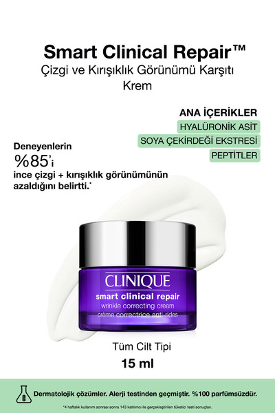 Clinique Smart Clinical Repair™ Çizgi ve Kırışıklık Görünümü Karşıtı Krem 15m...