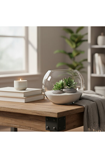 Varaq Clear Round Glass Vase Set - Pack of 2 - Bowls for Home Décor, Wedding Centerpieces, Candle Displays