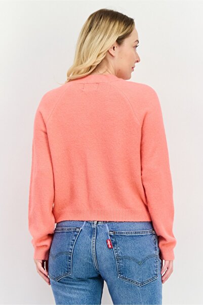 PIECES Women Embroidered Knitted Cardigan, Strawberry Pink