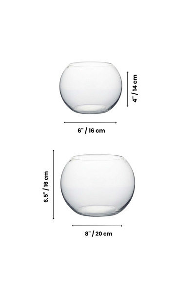 Varaq Clear Round Glass Vase Set - Pack of 2 - Bowls for Home Décor, Wedding Centerpieces, Candle Displays