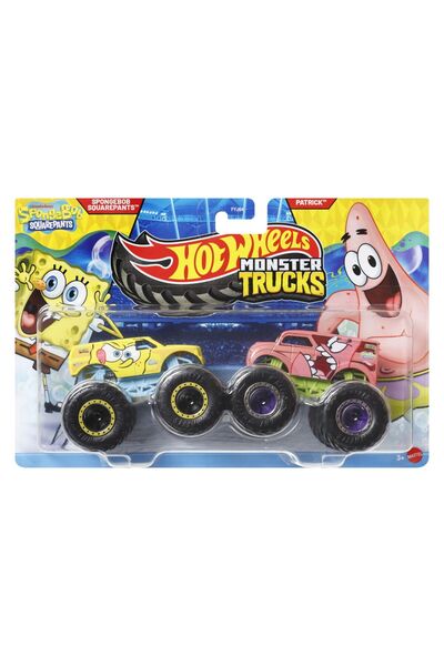 HOT WHEELS MONSTER TRUCK SET OF 2 CARS SPONGEBOB SQUAREPANTS AND PATRICK SCALE 1 TO 64