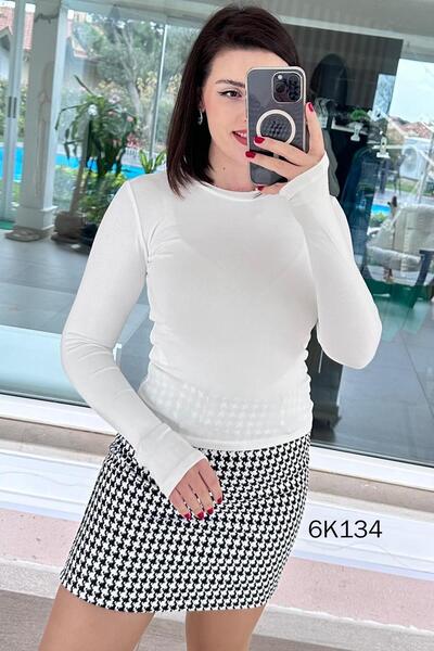 İnce Topuk بدلة من قماش الليكرا بتصميم متشابك 6k134