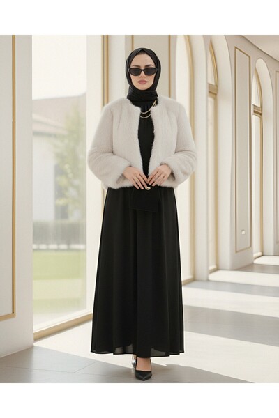 Modamorfo Fur Coat with Lining - Cream