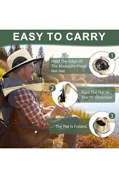 OEM Detachable beekeeper hat with insect net, fishing, camping, hiking