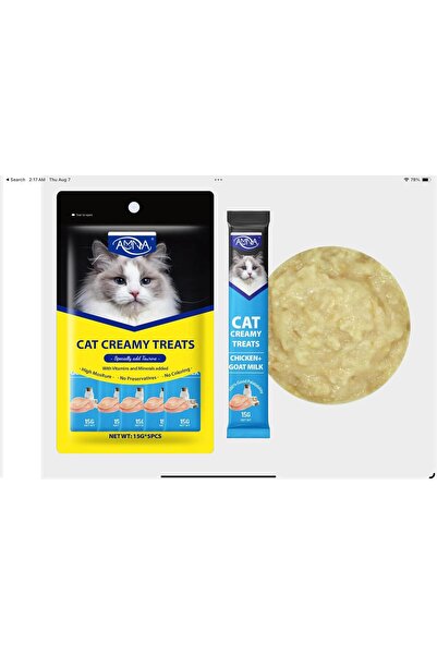 Amna Cat Creamy Treats, Variety Pack, 5 Flavours, Chicken and Blueberry, Salmon, Goat Milk, Fish Oil