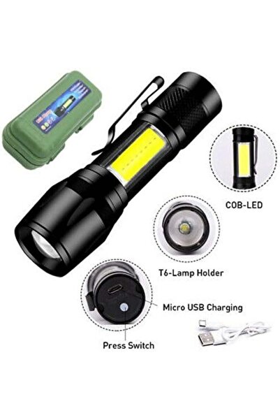 Gnoes مصباح يدوي LED صغير قابل لإعادة الشحن مع ضوء جانبي COB - مصباح يدوي قابل لإعادة الشحن عبر USB - مصباح فائق السطوع