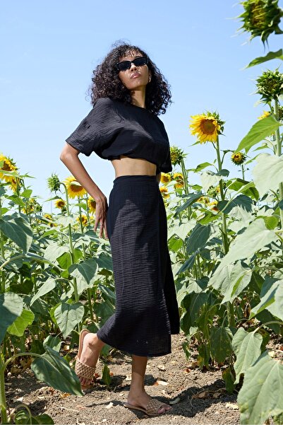 Enhitbaby Udenya Midnight Breeze – Double Layered Muslin Slit Skirt