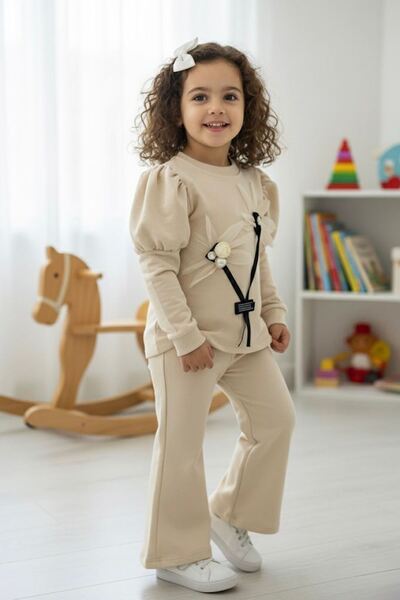 Minigimin Cicileri Двукомпонентен комплект за момичета с детайли от цветя „Пр...