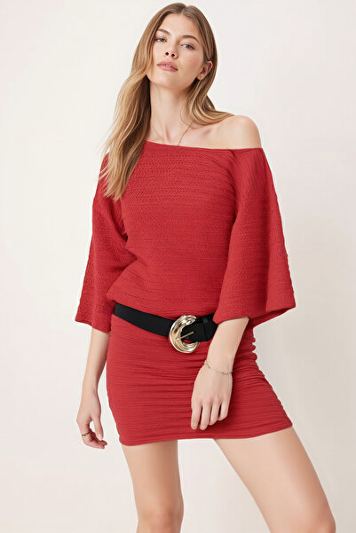 armonika Γυναικείο φόρεμα με λουλούδια ρόδι με λαιμόκοψη με μαλακή υφή ARM-26K001039